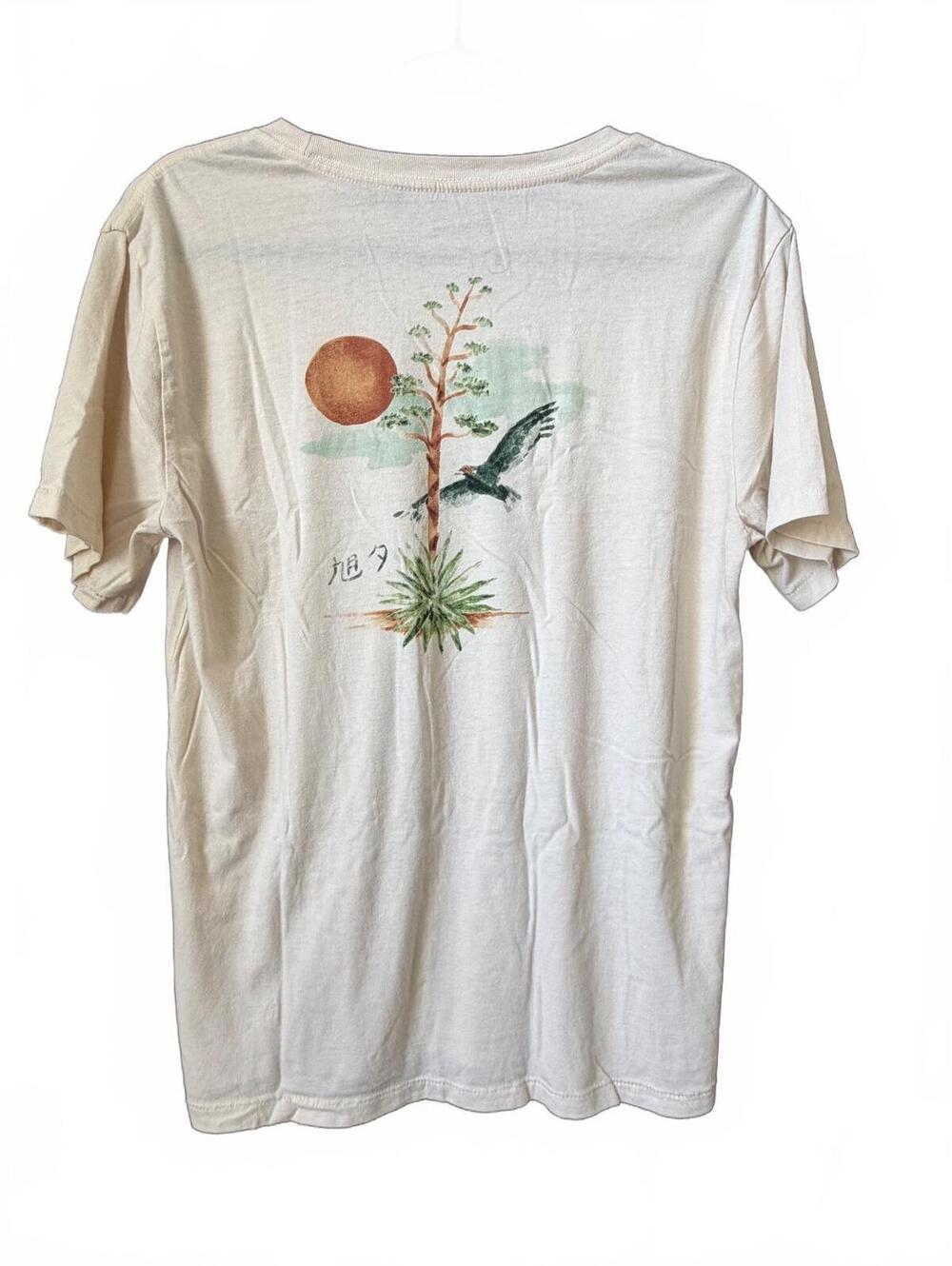 Brixton Sunrise Bird Graphic T Shirt Cream Tailored Fit Short Sleeve Men’s S